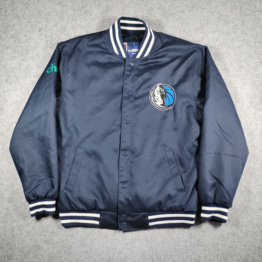 JH Design Dallas Mavericks NBA Varsity Bomber‎ Jacket Navy Blue Mens Medium